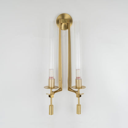 Odalys Brass Ribbed Glass Wall Sconce