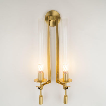 Odalys Brass Ribbed Glass Wall Sconce