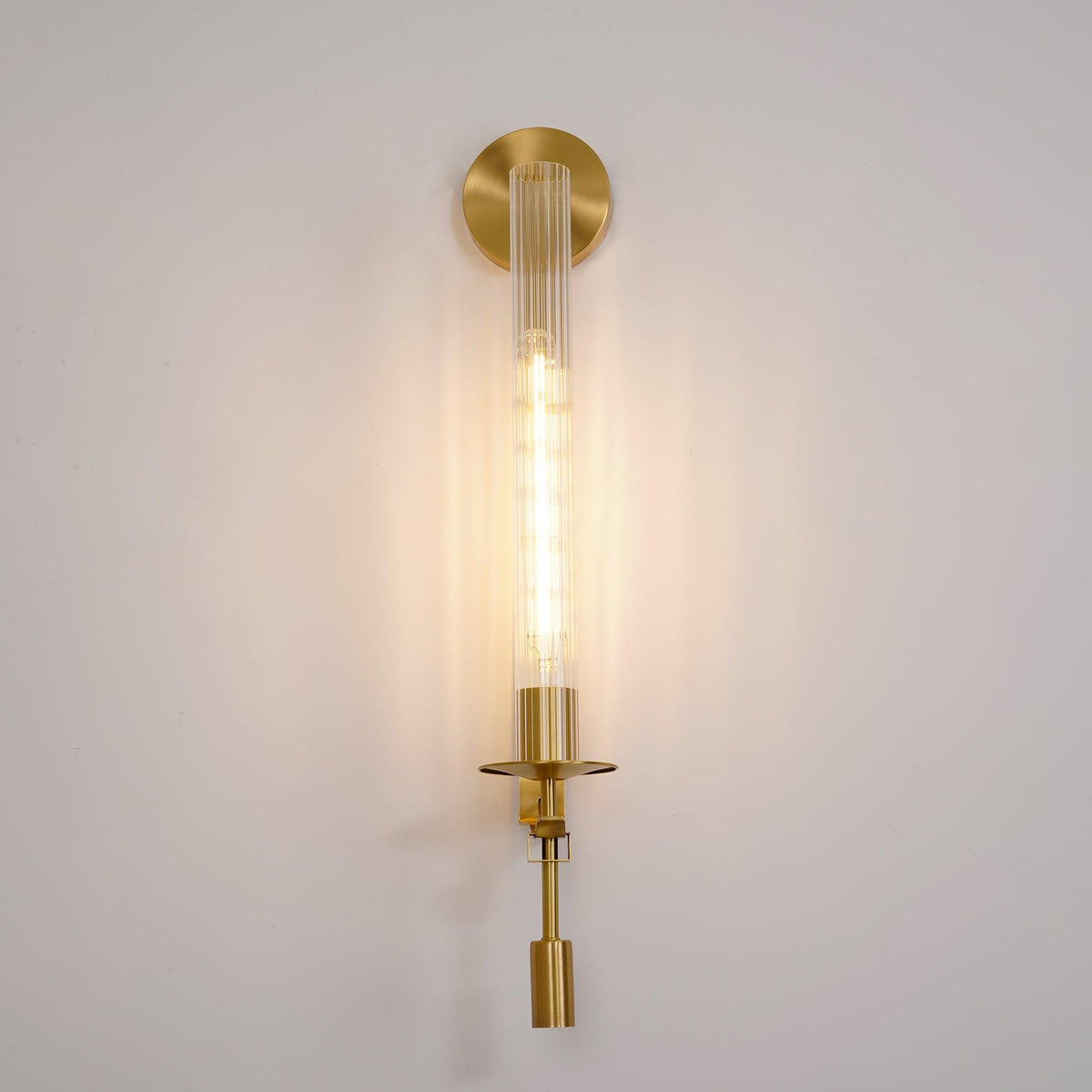 Odalys Brass Ribbed Glass Wall Sconce