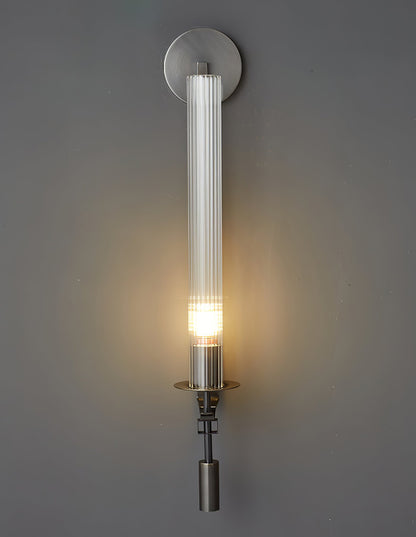 Odalys Brass Ribbed Glass Wall Sconce