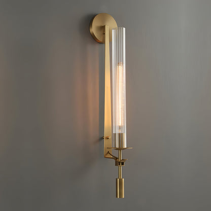 Odalys Brass Ribbed Glass Wall Sconce