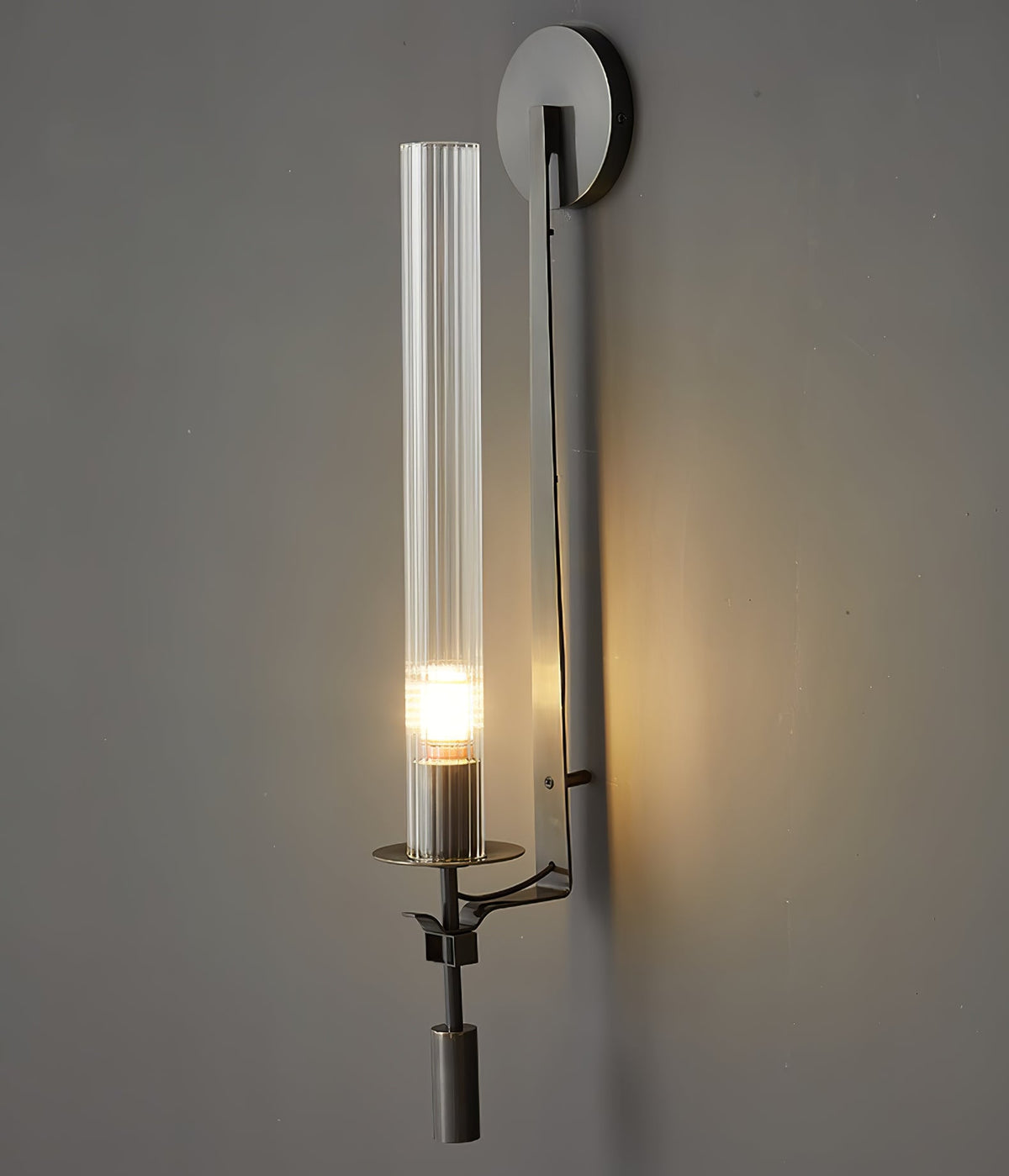 Odalys Brass Ribbed Glass Wall Sconce