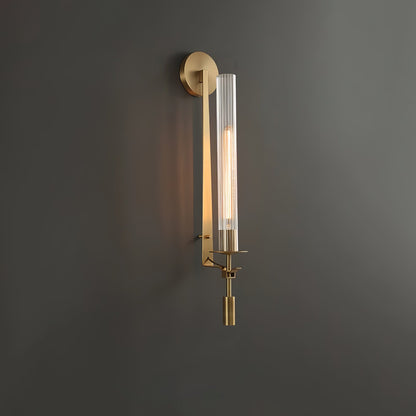 Odalys Brass Ribbed Glass Wall Sconce