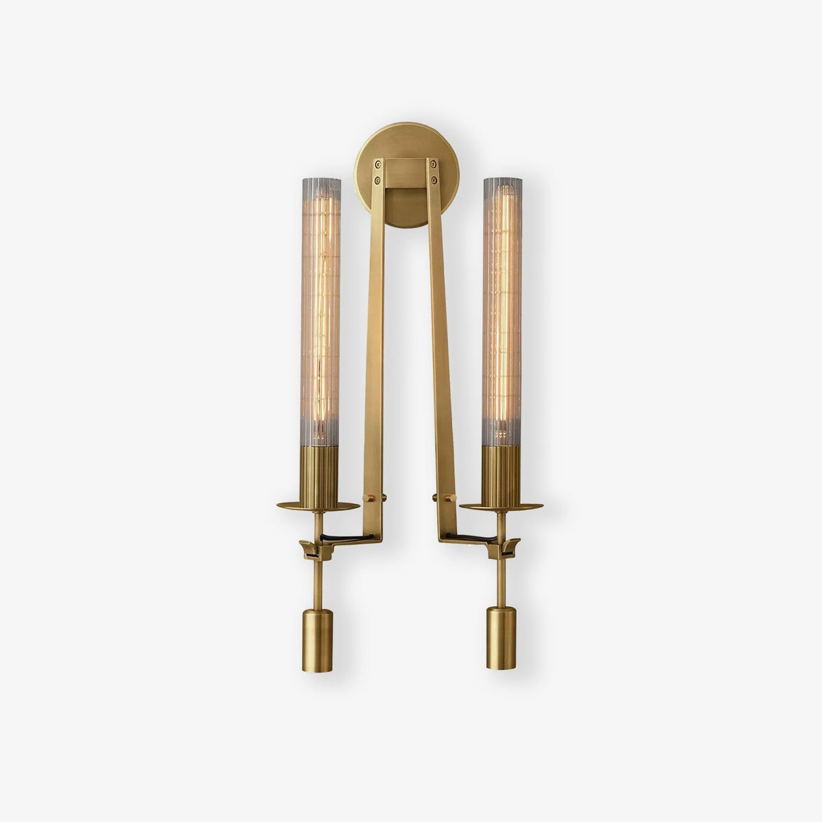 Odalys Brass Ribbed Glass Wall Sconce