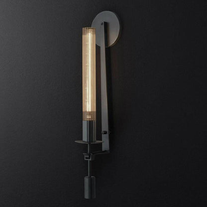 Odalys Brass Ribbed Glass Wall Sconce