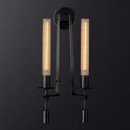 Odalys Brass Ribbed Glass Wall Sconce