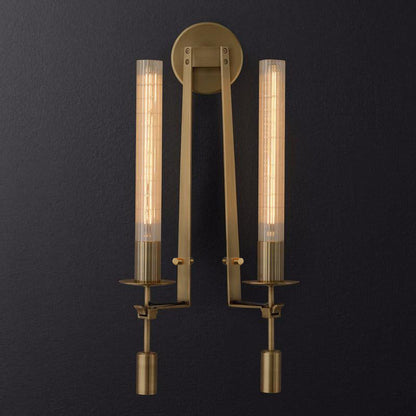 Odalys Brass Ribbed Glass Wall Sconce