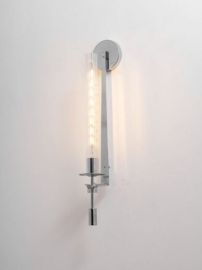 Odalys Brass Ribbed Glass Wall Sconce