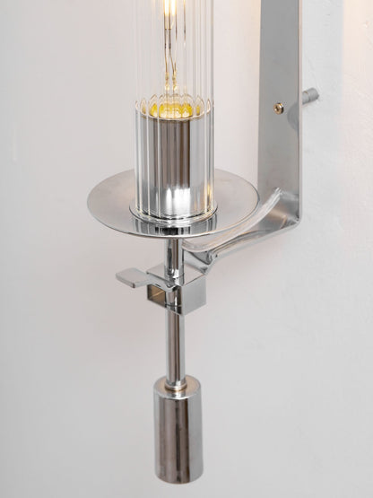 Odalys Brass Ribbed Glass Wall Sconce