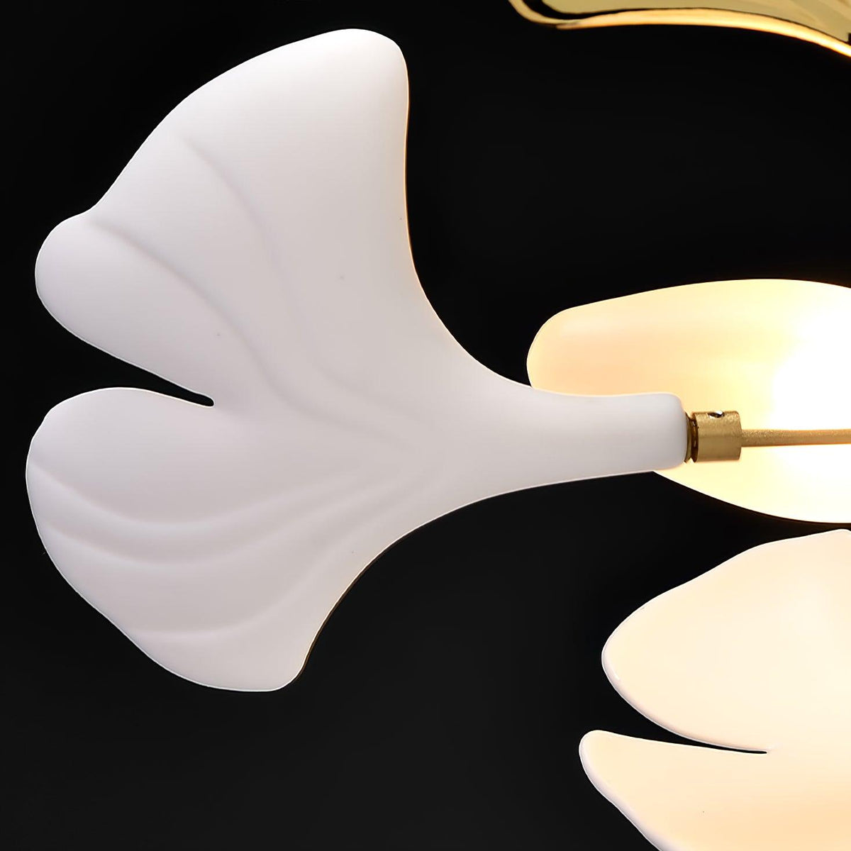 Icho Porcelain Ginkgo Leaf Linear Brass Chandelier