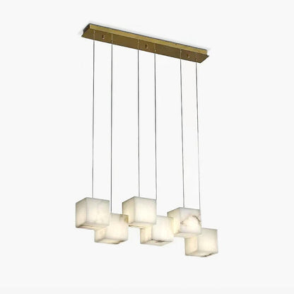 Ariane Linear Alabaster Cube Pendant Chandelier