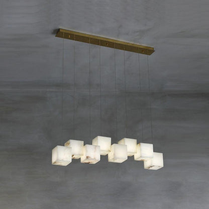 Ariane Linear Alabaster Cube Pendant Chandelier