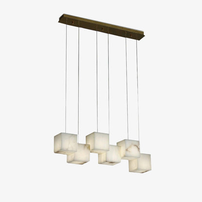 Ariane Linear Alabaster Cube Pendant Chandelier