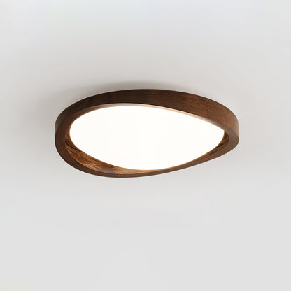 Noyer Walnut Curved Edge LED Flush Mount Ceiling Light