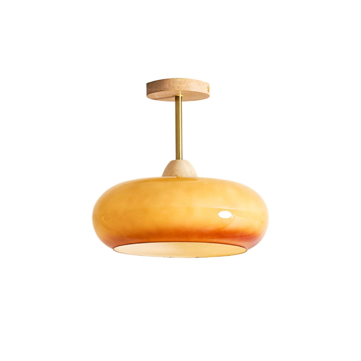 Disca Bauhaus Glass Disc Wood Ceiling Light