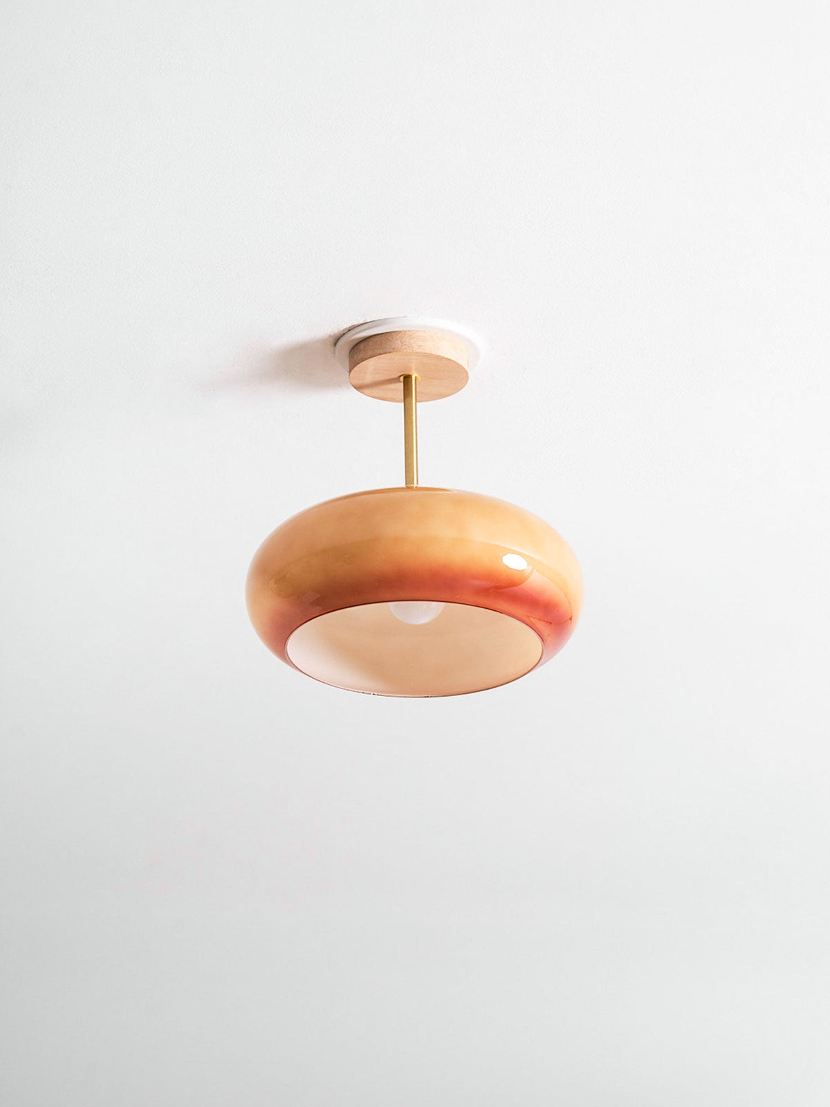 Disca Bauhaus Glass Disc Wood Ceiling Light
