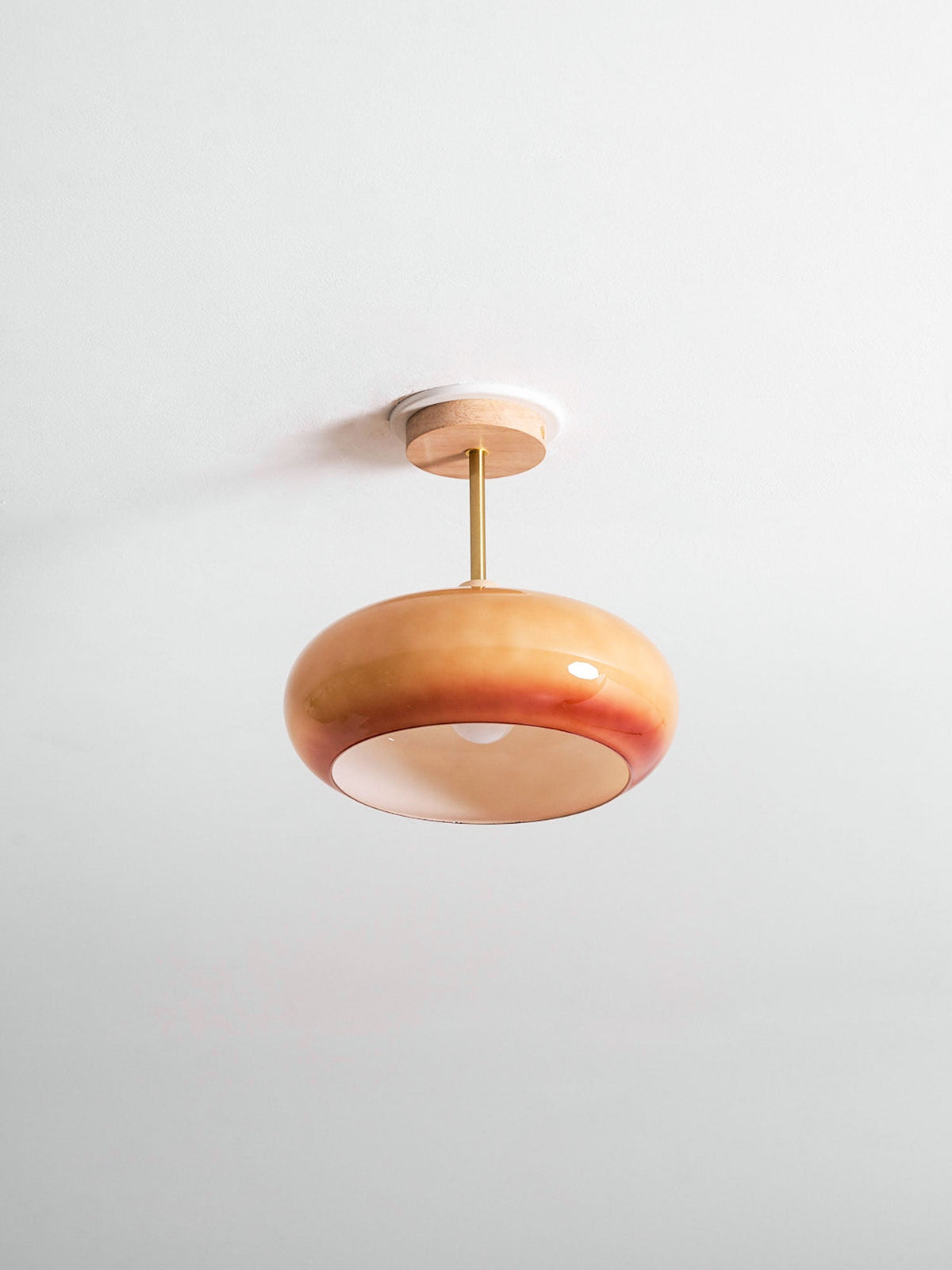 Disca Bauhaus Glass Disc Wood Ceiling Light