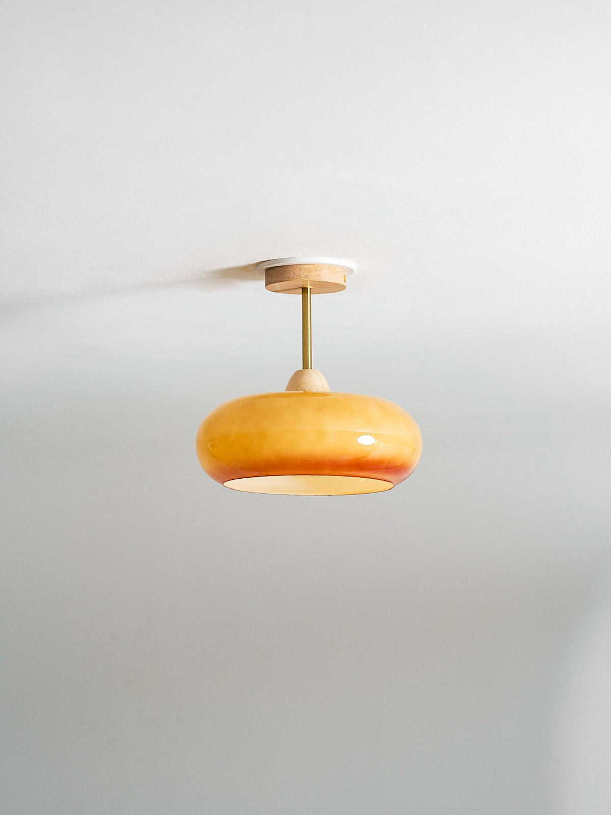 Disca Bauhaus Glass Disc Wood Ceiling Light