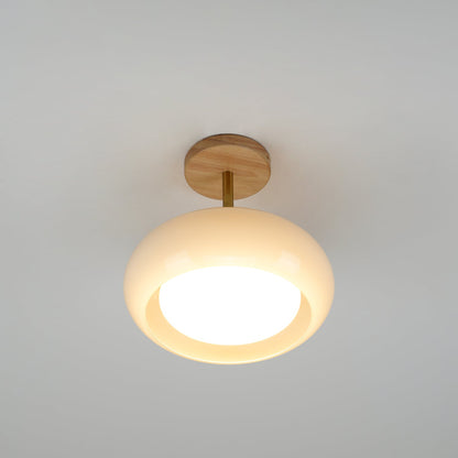 Disca Bauhaus Glass Disc Wood Ceiling Light
