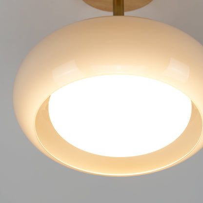 Disca Bauhaus Glass Disc Wood Ceiling Light
