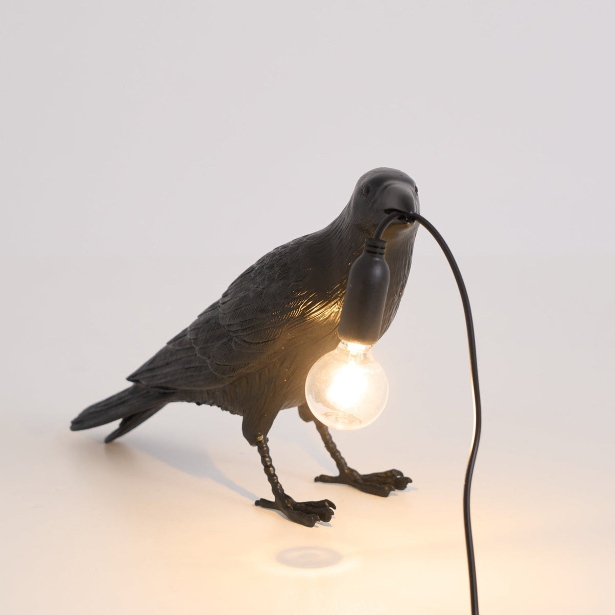 Corbeau Resin Raven Sculpture Edison Bulb Table Lamp