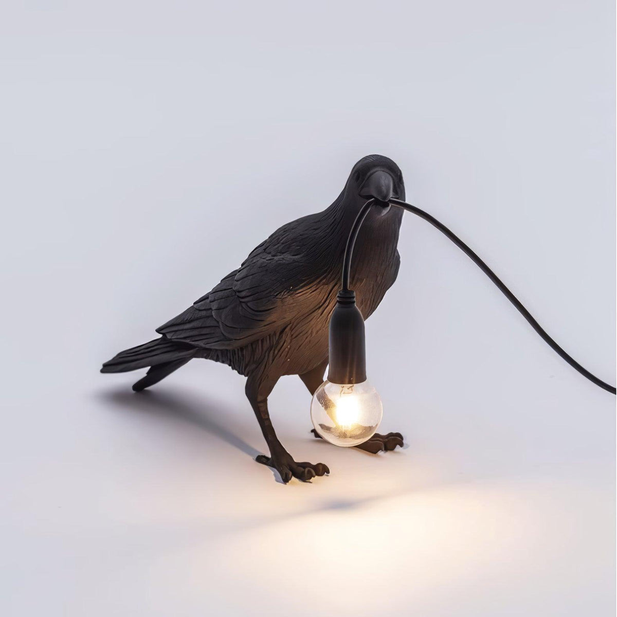 Corbeau Resin Raven Sculpture Edison Bulb Table Lamp