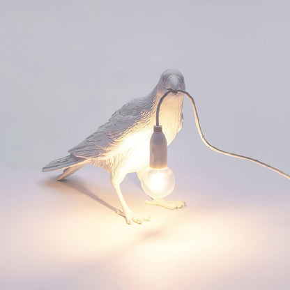 Corbeau Resin Raven Sculpture Edison Bulb Table Lamp