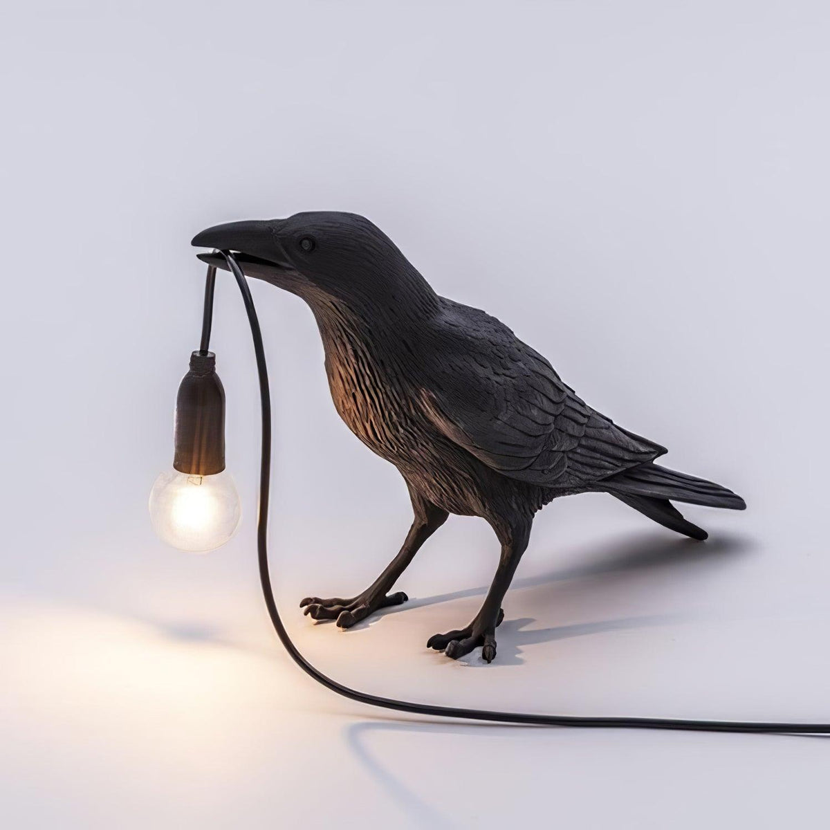 Corbeau Resin Raven Sculpture Edison Bulb Table Lamp