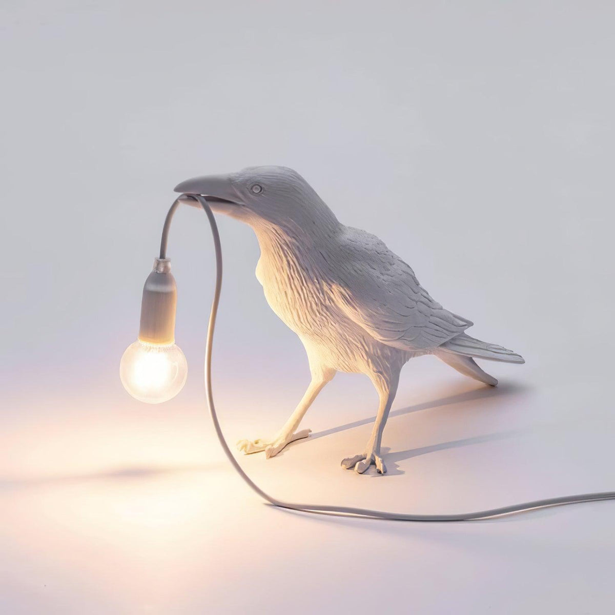 Corbeau Resin Raven Sculpture Edison Bulb Table Lamp