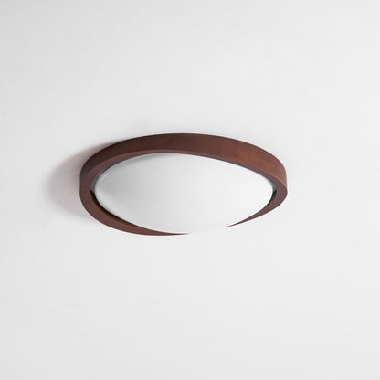 Noyer Walnut Curved Edge LED Flush Mount Ceiling Light