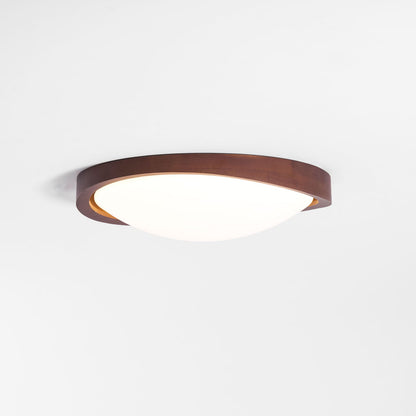 Noyer Walnut Curved Edge LED Flush Mount Ceiling Light
