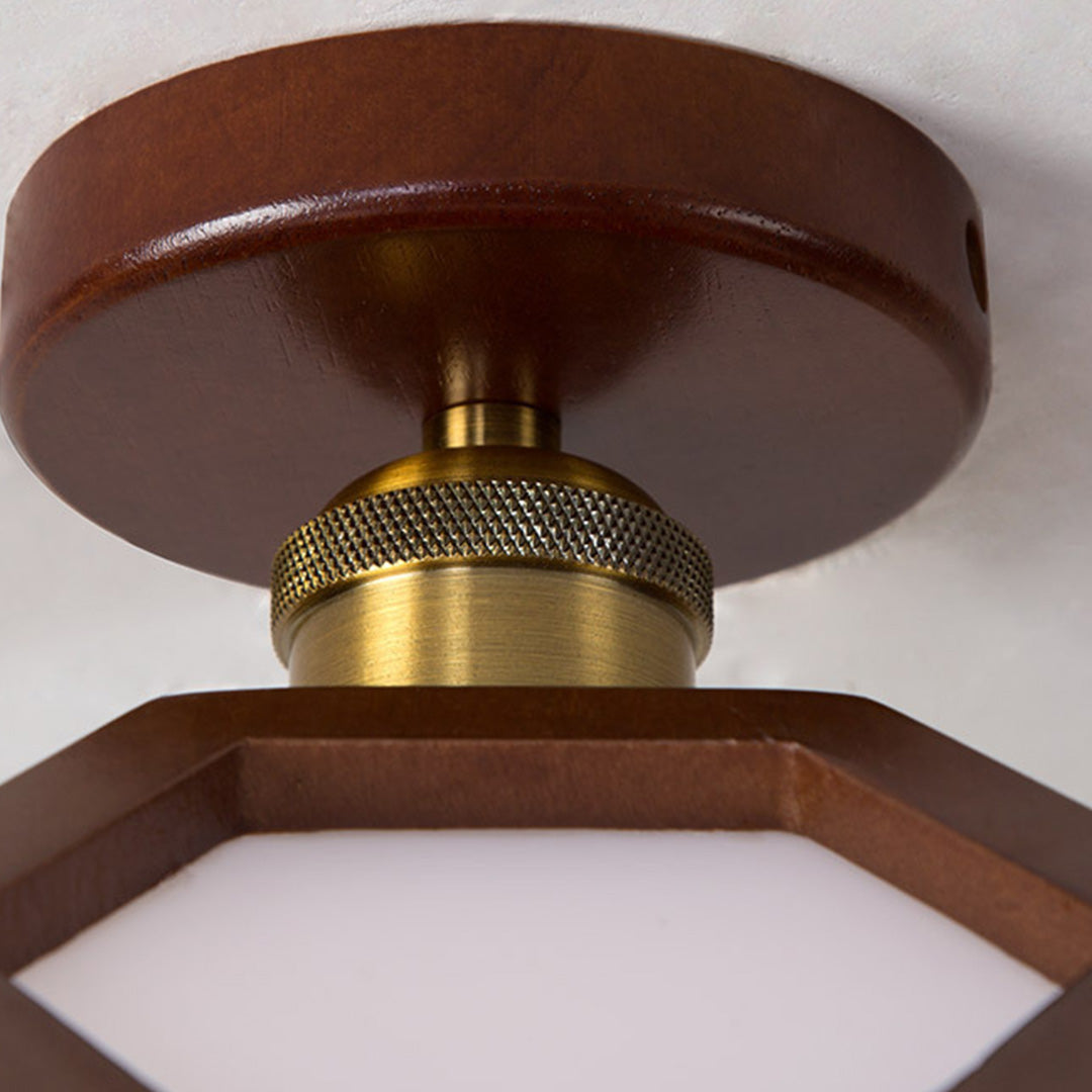 Maelle Wood Lotus Semi Flush Ceiling Light
