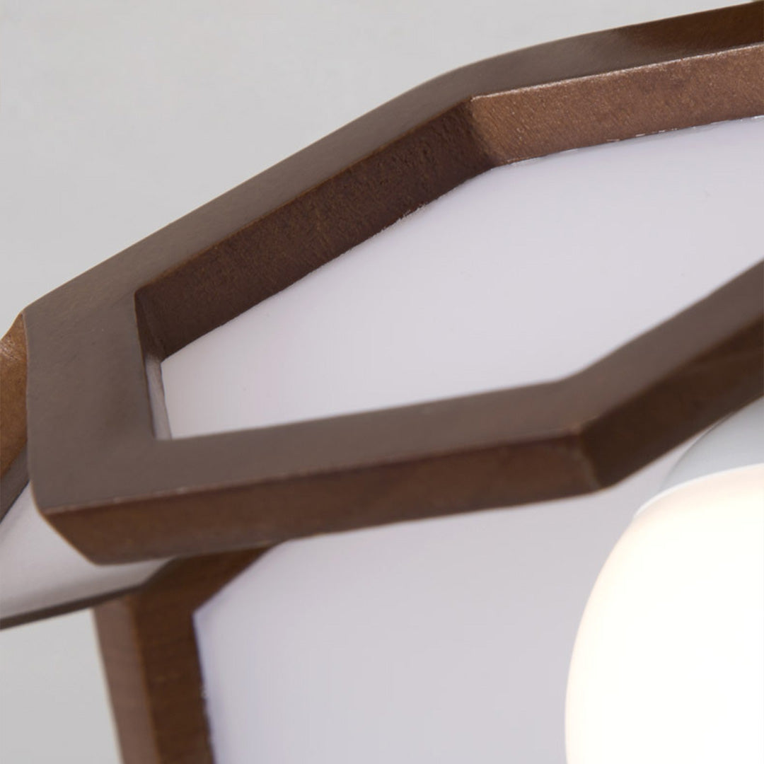 Maelle Wood Lotus Semi Flush Ceiling Light