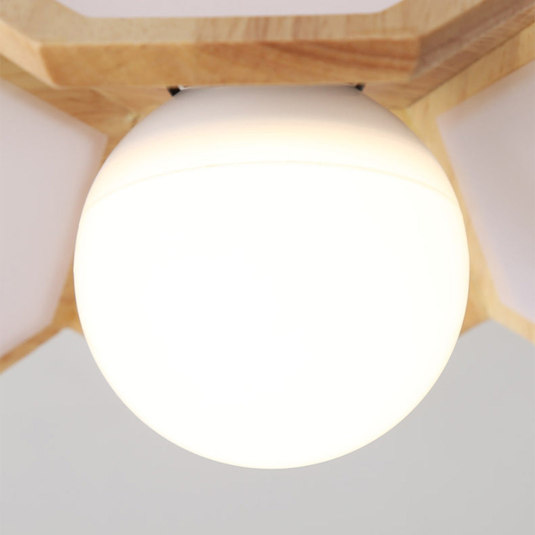 Maelle Wood Lotus Semi Flush Ceiling Light