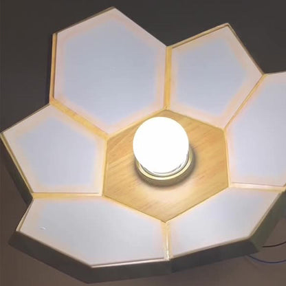 Maelle Wood Lotus Semi Flush Ceiling Light
