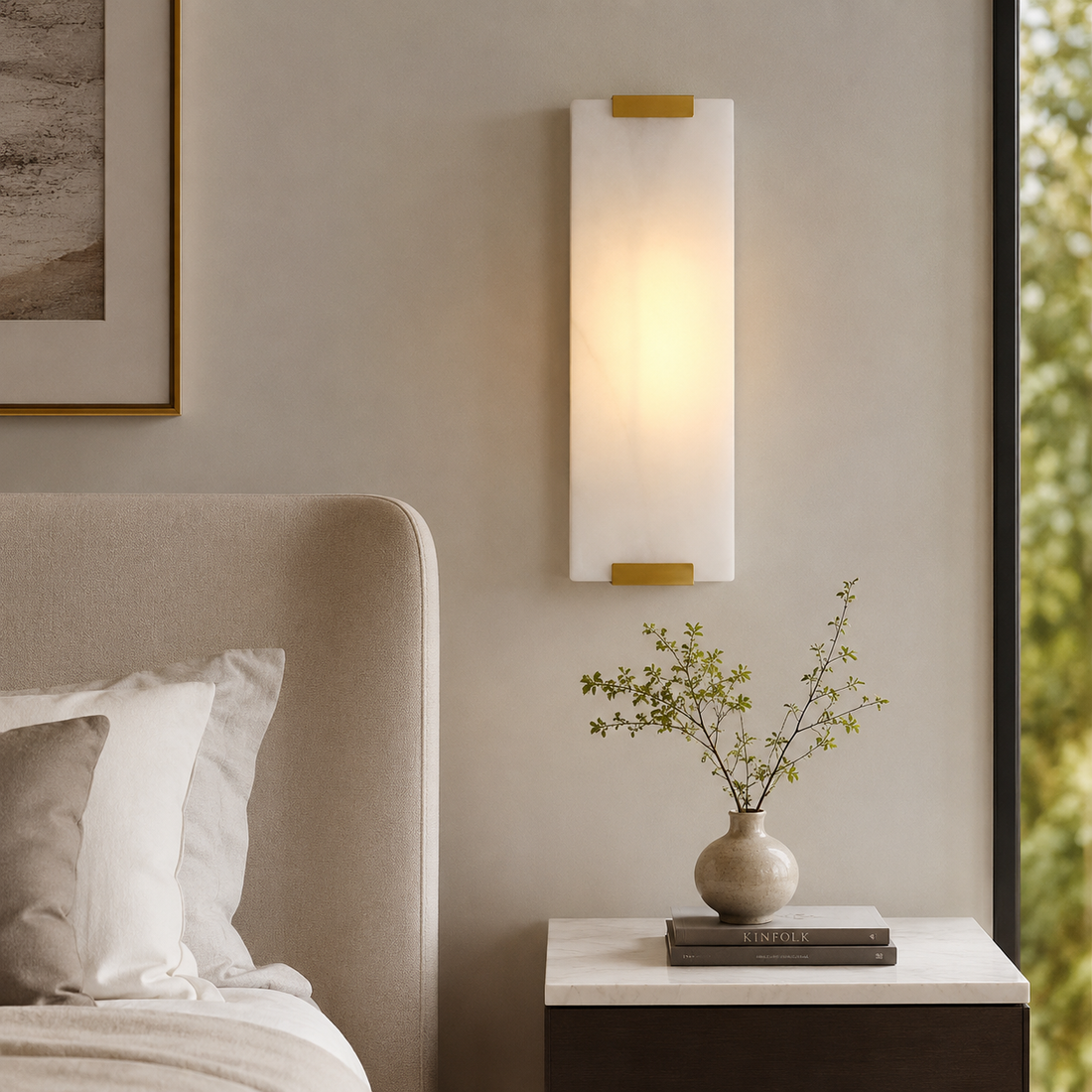 Marbella Modern Marble &amp; Brass Wall Sconce