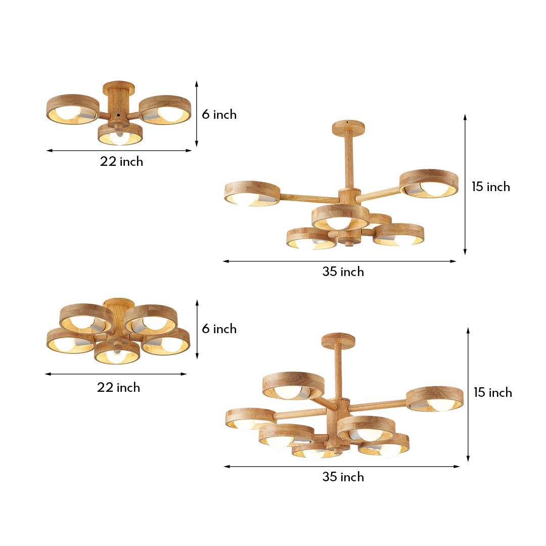 Marigny Rubberwood Ring Chandelier