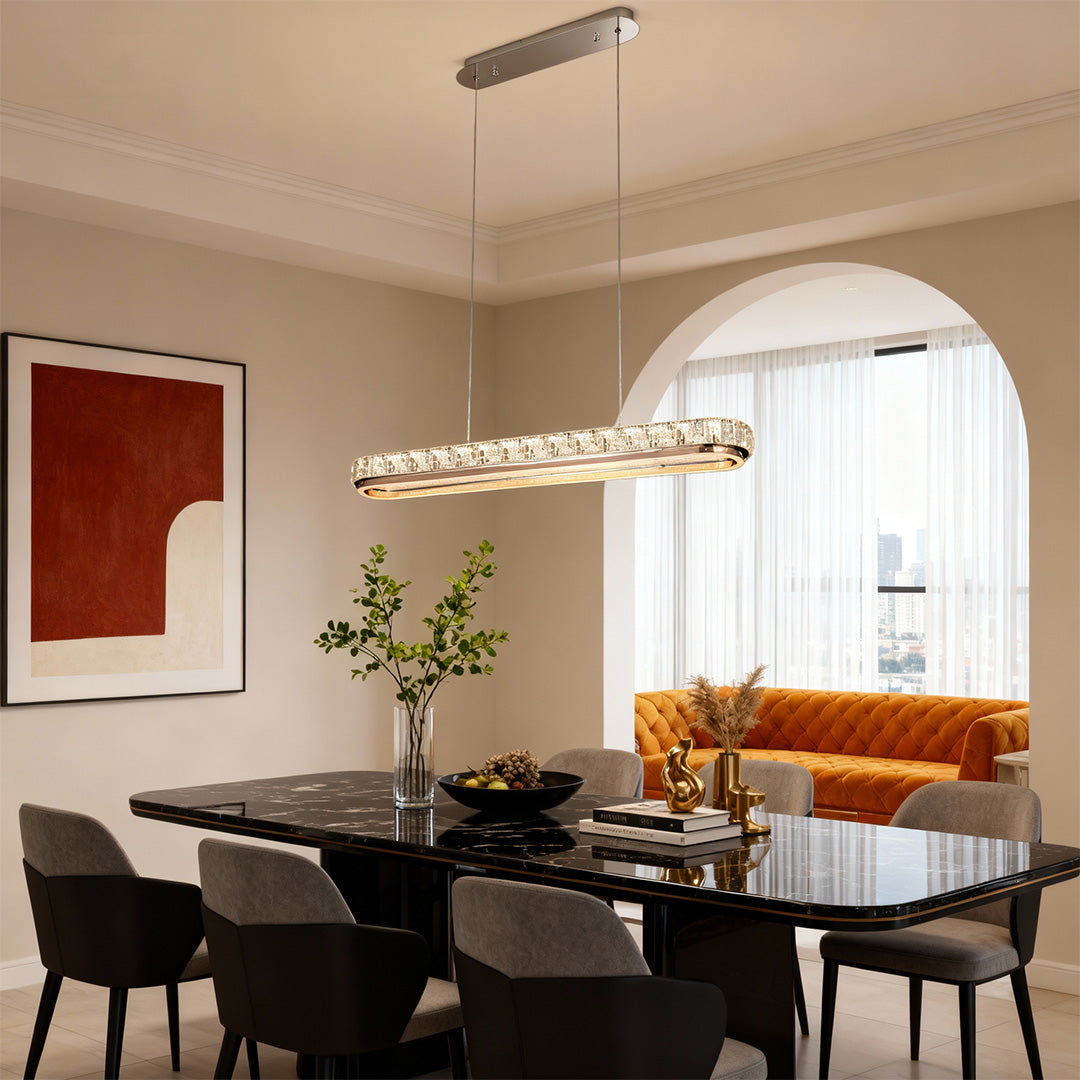 Sterling Chrome Crystal Linear Pendant