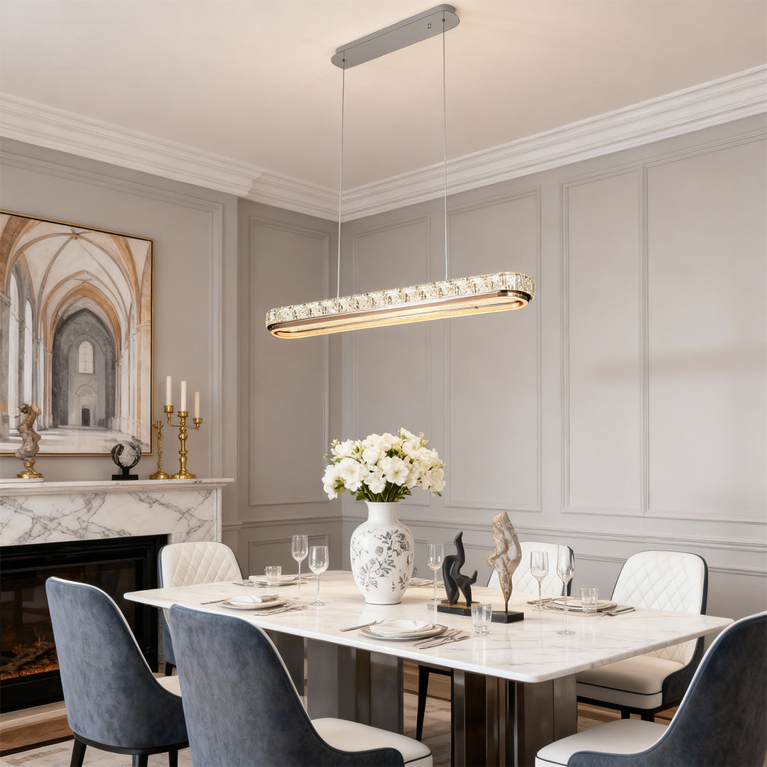 Sterling Chrome Crystal Linear Pendant
