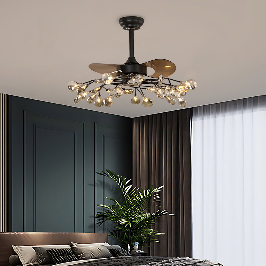 Belisa Amber Glass Ceiling Fan with Light