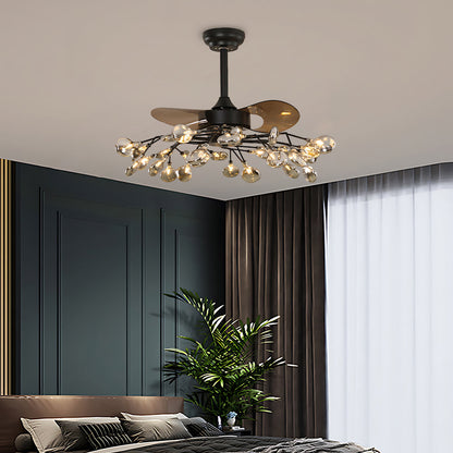 Belisa Amber Glass Ceiling Fan with Light