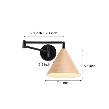 Soren Nordic Swing Arm Wall Sconce dimensions in inches: 9.1 in + 9.1 in swing arm, 7.1 in shade diameter, 5.5 in height, 3.9 in wall plate