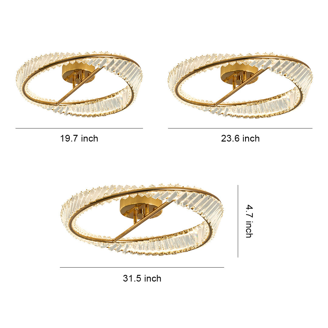 Mobius Gold Ring Crystal Flush Mount Light