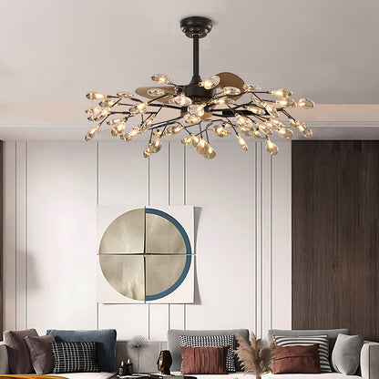 Belisa Amber Glass Ceiling Fan with Light