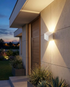 Vertex Geometric LED Outdoor Wall Sconce White on facade