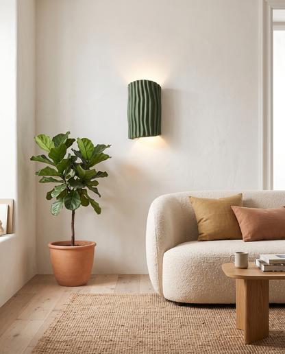 Halden Striped Wall Sconce Green - living room