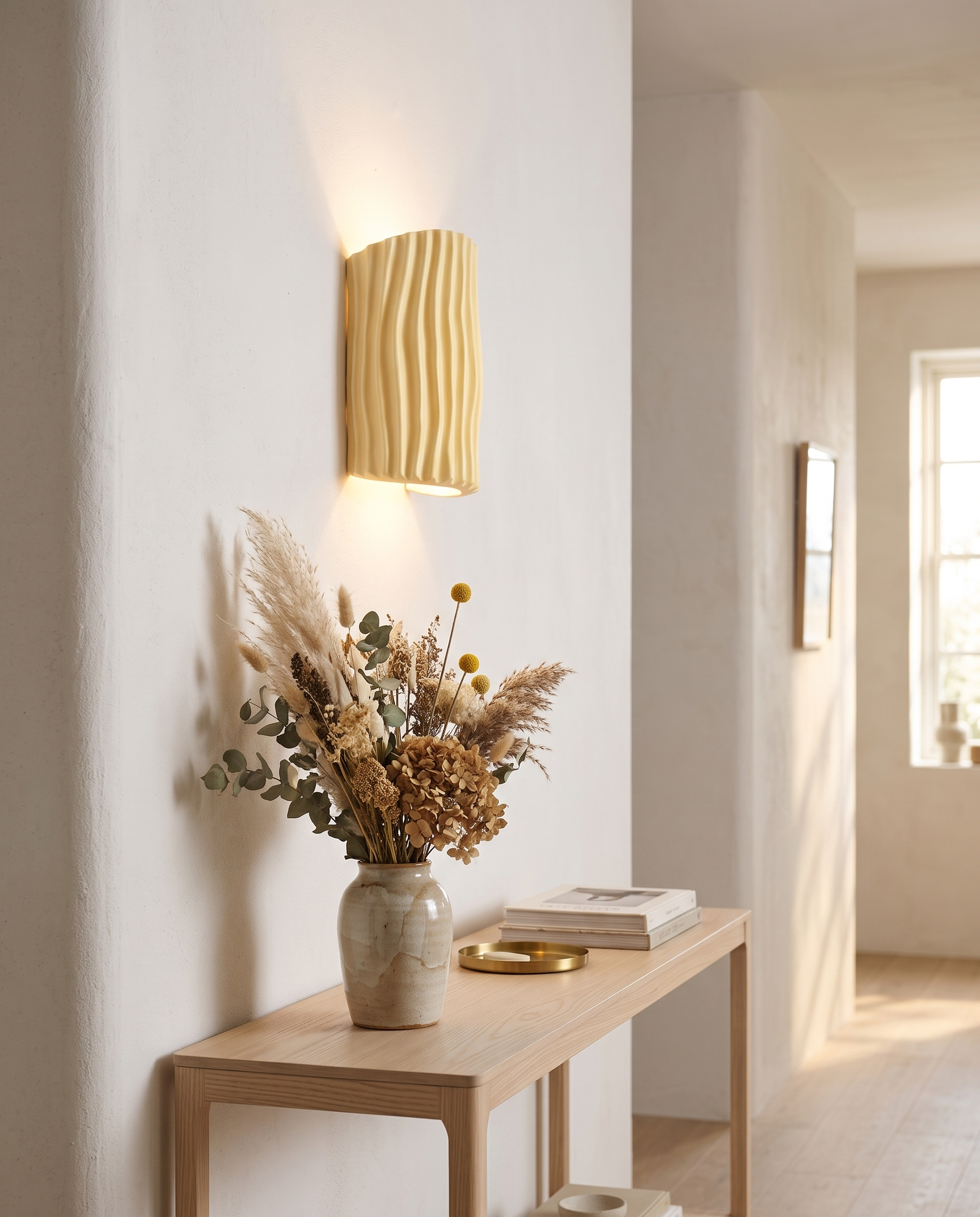 Halden Striped Wall Sconce Creamy Yellow - hallway
