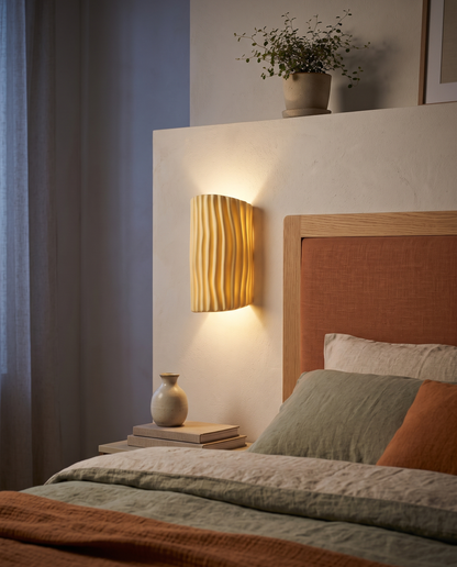 Halden Striped Wall Sconce Creamy Yellow - bedroom