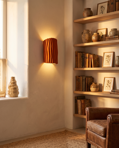 Halden Striped Wall Sconce Orange - living room shelves