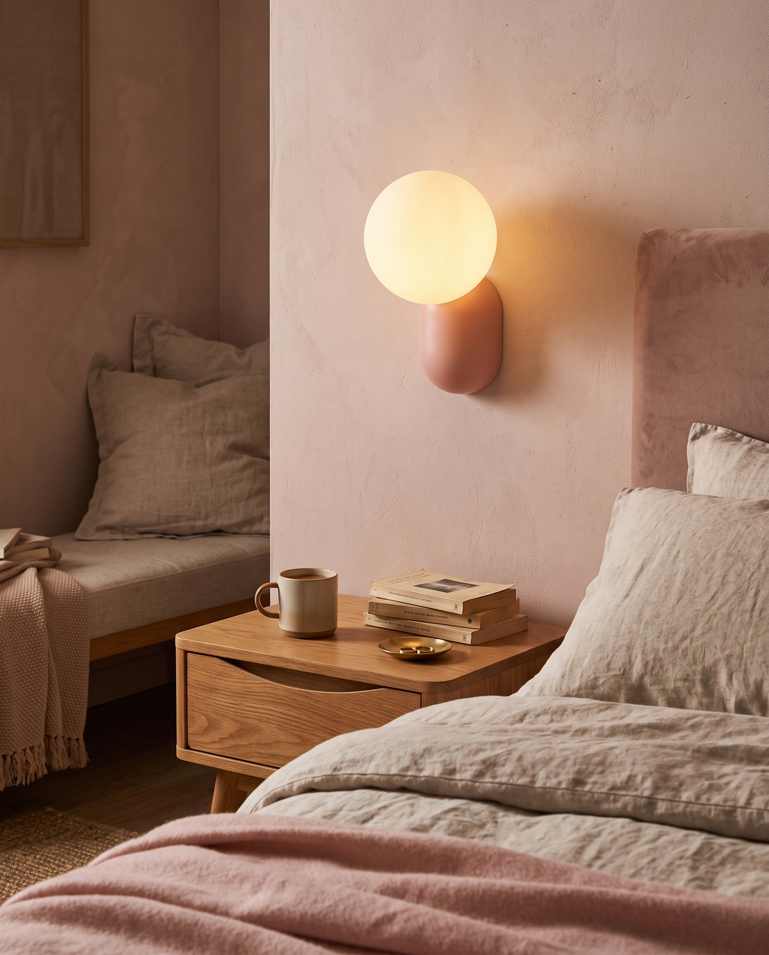 Perle Glass Wall Sconce Pink - bedside